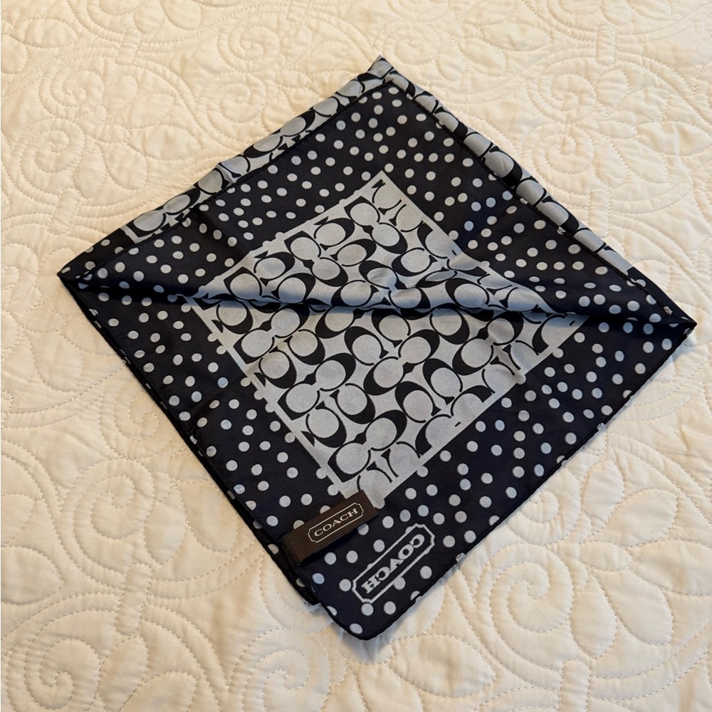 Coach Black and Gray Patterned vintage silk scarf - Picture 3 of 3
